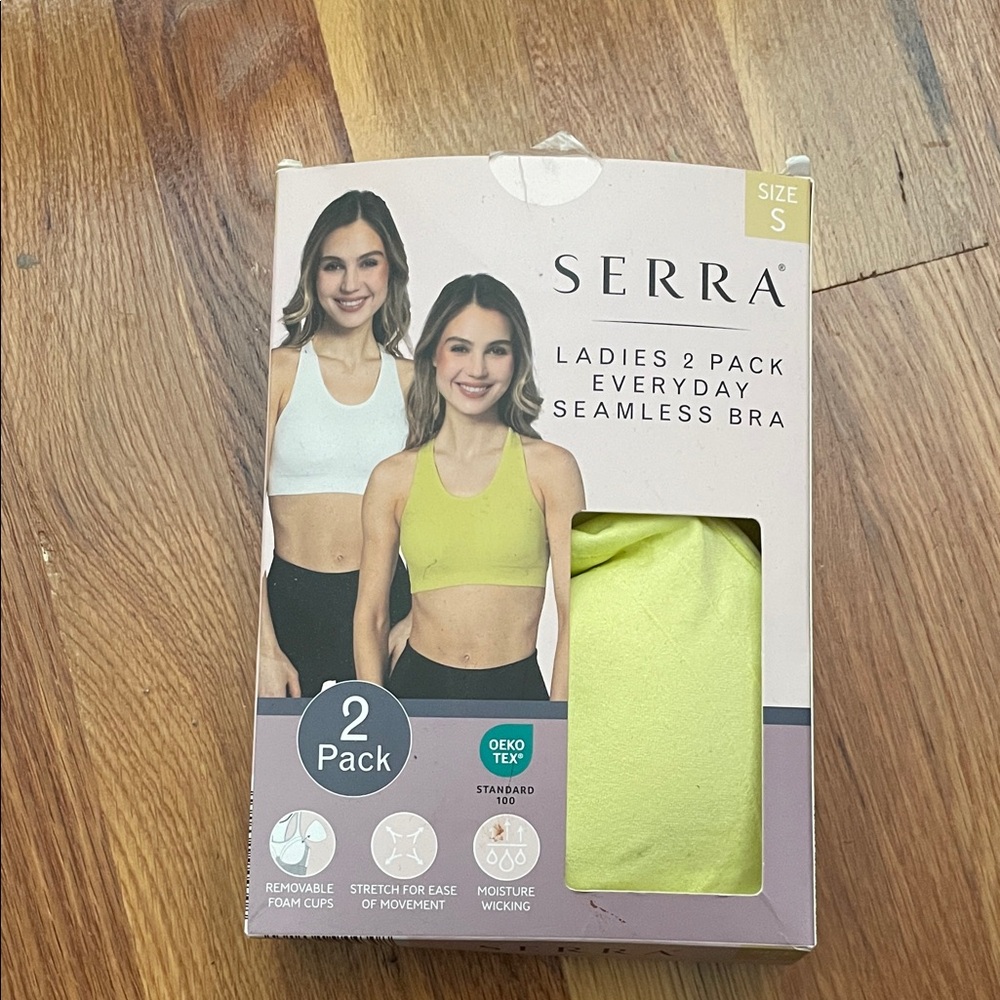 Serra Ladies Seamless Sports Bras - Yellow and White
